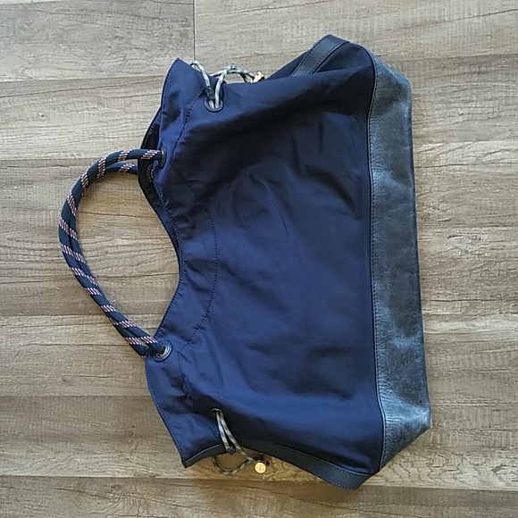 Tory Burch Navy Blue Nylon Cinched Tote Bag - Picture 13 of 14